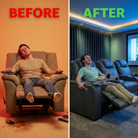 33.1'' Wide Modern Faux Leather Power Reclining Home Theater Individual Seat with Cup Holders (Set of 4) — Before & After