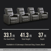 33.1'' Wide Modern Faux Leather Power Reclining Home Theater Individual Seat with Cup Holders (Set of 4) — Results & Stats