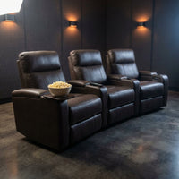 33.1'' Wide Modern Faux Leather Power Reclining Home Theater Individual Seat with Cup Holders (Set of 4) — Studio Shot