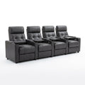 Home Theater Recliner Seats Built for Movie Night Comfort, Power Reclining, Cup Holders, Vegan Leather, Set of 4