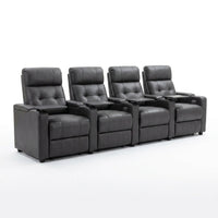 33.1'' Wide Modern Faux Leather Power Reclining Home Theater Individual Seat with Cup Holders (Set of 4) — Studio Shot