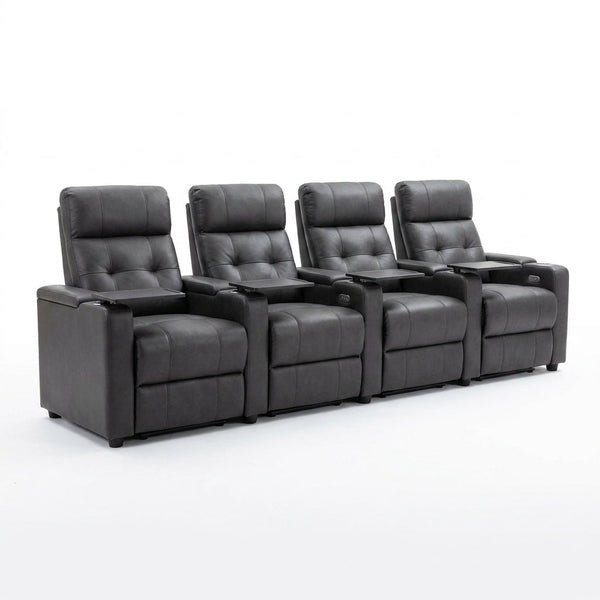 33.1'' Wide Modern Faux Leather Power Reclining Home Theater Individual Seat with Cup Holders (Set of 4) — Studio Shot