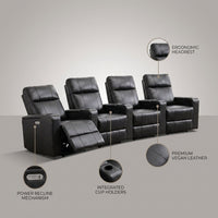 33.1'' Wide Modern Faux Leather Power Reclining Home Theater Individual Seat with Cup Holders (Set of 4) — infographic