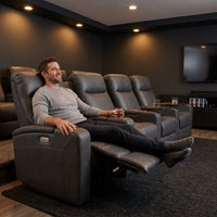 33.1'' Wide Modern Faux Leather Power Reclining Home Theater Individual Seat with Cup Holders (Set of 4) — Lifestyle