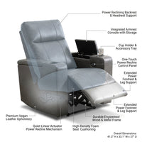 33.1'' Wide Modern Faux Leather Power Reclining Home Theater Individual Seat with Cup Holders (Set of 4) — How It Works