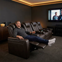 36.22" W Luxury Individual Seat Top Faux Leather Home Theater Seat Recliners Quadruple Seat with USB & Dual Cup Holders & Arm Storage (Set of 4) — Lifestyle