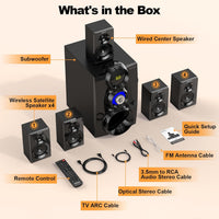Wireless Surround Sound System Home Theater System, 1000W Surround Speakers 8" Subwoofer 5.1/2.1 Channel Deep Bass with ARC Optical Bluetooth Karaoke Input