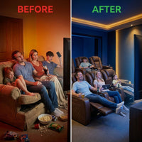 Home Theater Recliners Built for Premium Comfort, Power Reclining, USB Ports, Quad Seating Configuration — Before & After