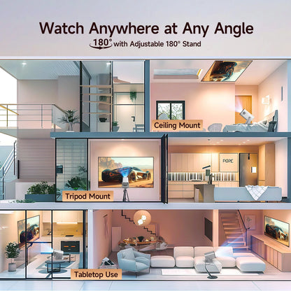 8K Support HD 1080P 1000ANSI X7 Projector with 5W Speaker Android 14 Wifi6 BT5.4 Outdoor Video Home Theater Projector